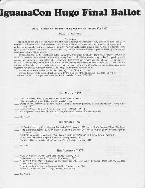 Hugo Ballot